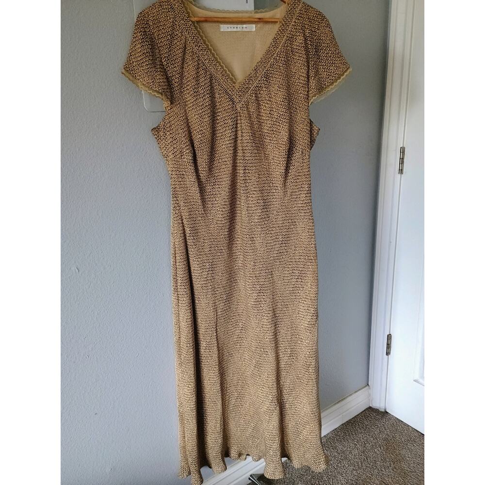 Studio M Vintage 90s Boho Earthy neutral Cottagecore Scallop Trim lagenlook midi